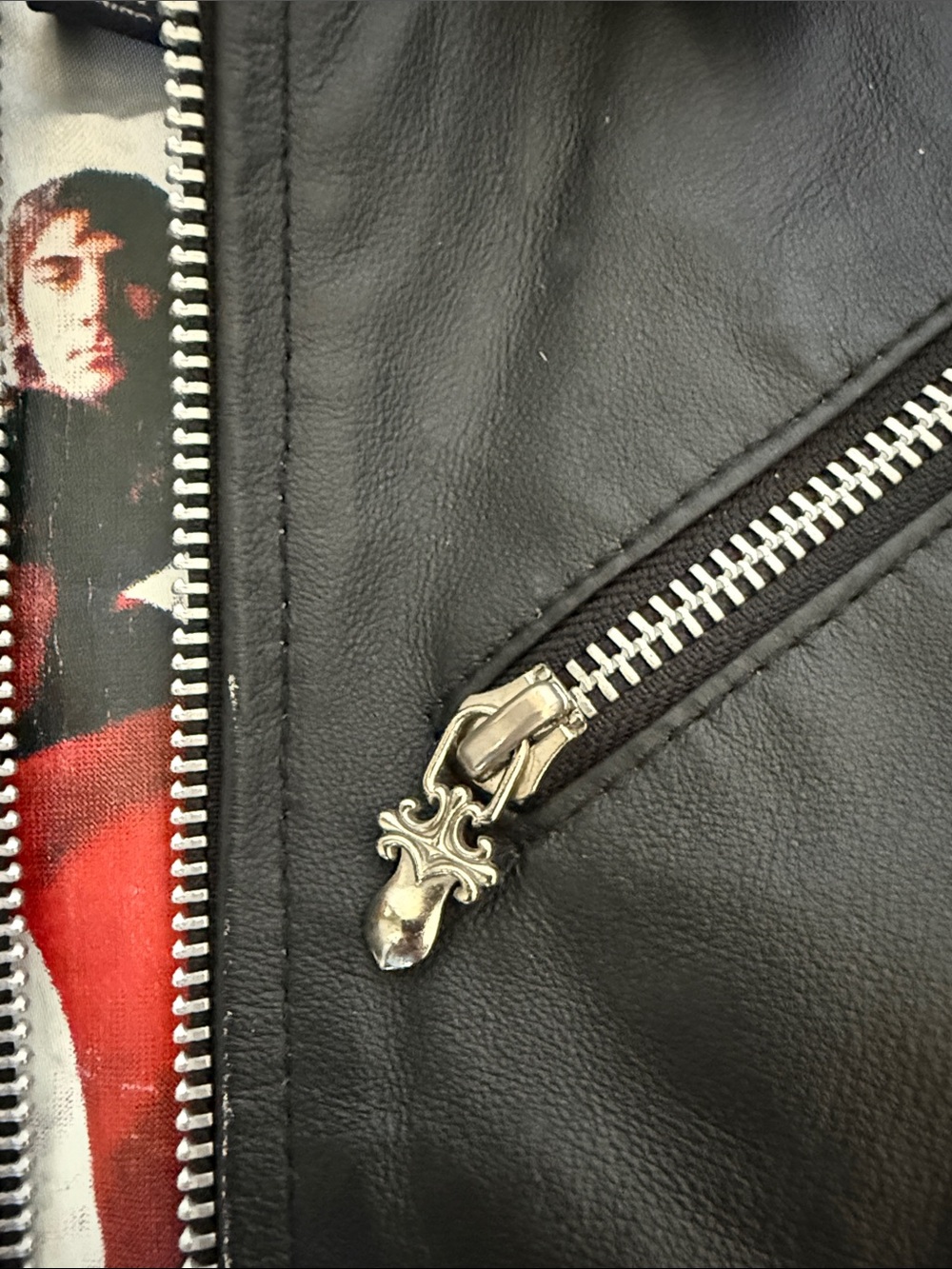 Wilsons Leather Black Studded The Who Graphic Moto Jacket - Picture 8 of 14